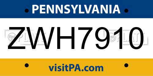 ZWH7910 Pennsylvania License Plate