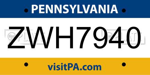 ZWH7940 Pennsylvania License Plate