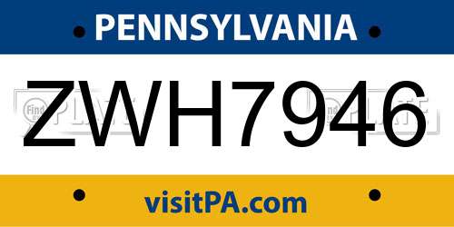 ZWH7946 Pennsylvania License Plate