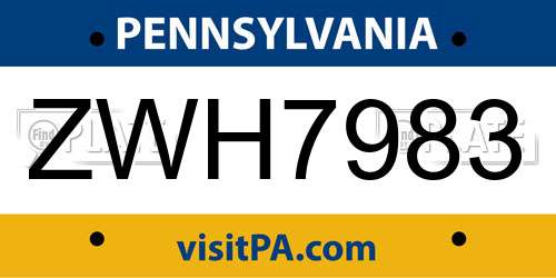 ZWH7983 Pennsylvania License Plate