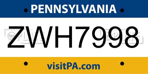 ZWH7998 Pennsylvania License Plate
