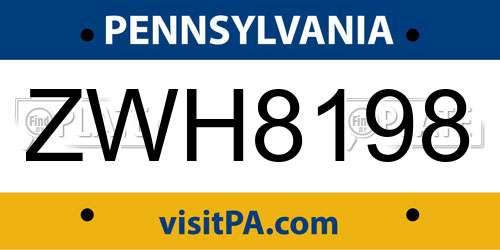 ZWH8198 Pennsylvania License Plate