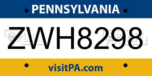 ZWH8298 Pennsylvania License Plate