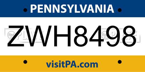 ZWH8498 Pennsylvania License Plate