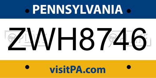 ZWH8746 Pennsylvania License Plate