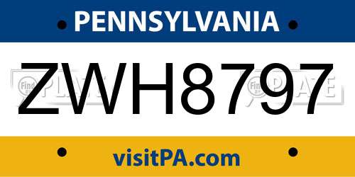 ZWH8797 Pennsylvania License Plate