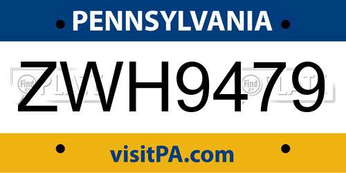 ZWH9479 Pennsylvania License Plate