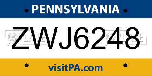 ZWJ6248 Pennsylvania License Plate