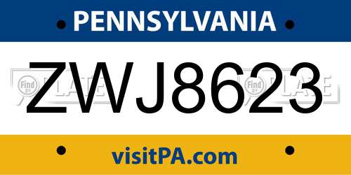 ZWJ8623 Pennsylvania License Plate