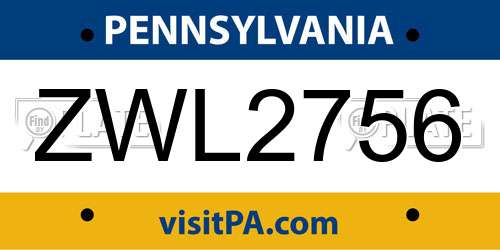 ZWL2756 license plate in PA state