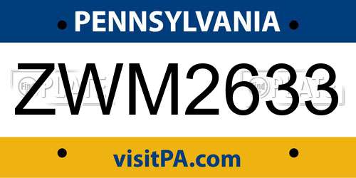 ZWM2633 Pennsylvania License Plate