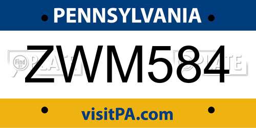 ZWM584 Pennsylvania License Plate