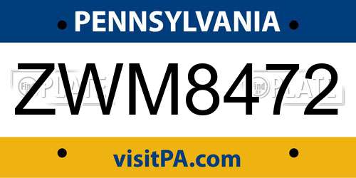 ZWM8472 Pennsylvania License Plate