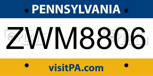 ZWM8806 Pennsylvania License Plate