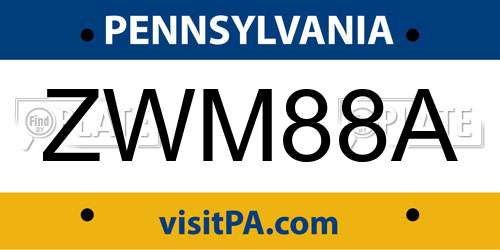 ZWM88A Pennsylvania License Plate