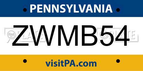 ZWMB54 Pennsylvania License Plate