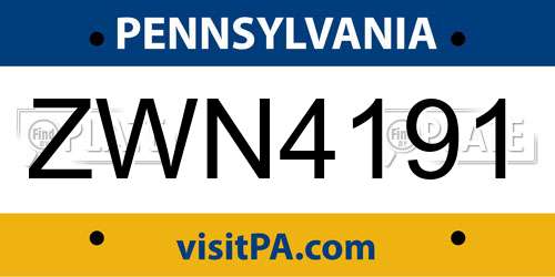 ZWN4191 Pennsylvania License Plate