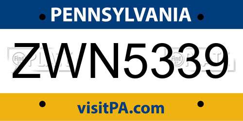 ZWN5339 Pennsylvania License Plate