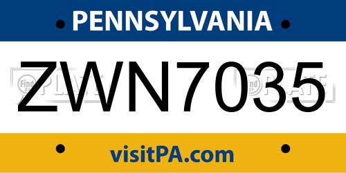 ZWN7035 Pennsylvania License Plate