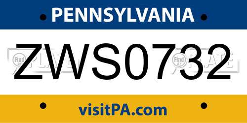 ZWS0732 Pennsylvania License Plate