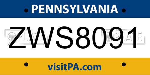 ZWS8091 Pennsylvania License Plate