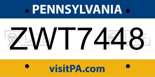 ZWT7448 Pennsylvania License Plate