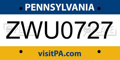 ZWU0727 Pennsylvania License Plate