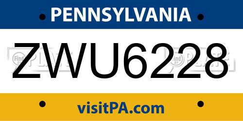 ZWU6228 Pennsylvania License Plate