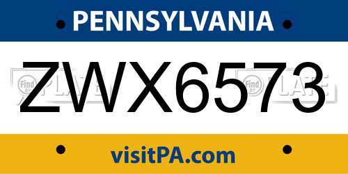 ZWX6573 Pennsylvania License Plate