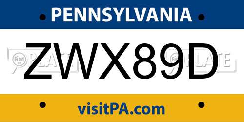 ZWX89D Pennsylvania License Plate