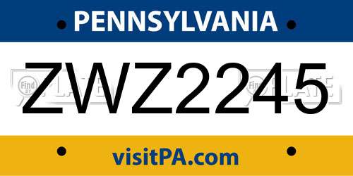 ZWZ2245 Pennsylvania License Plate