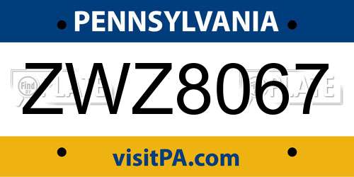 ZWZ8067 Pennsylvania License Plate
