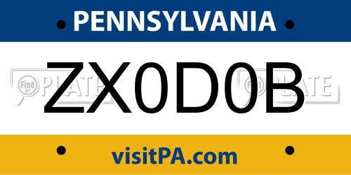 ZX0D0B Pennsylvania License Plate