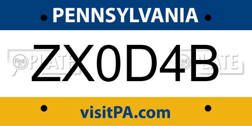 ZX0D4B Pennsylvania License Plate