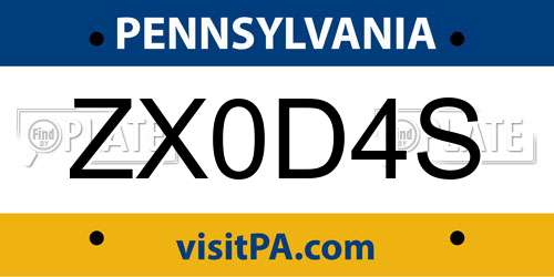 ZX0D4S Pennsylvania License Plate