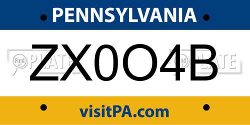 ZX0O4B Pennsylvania License Plate