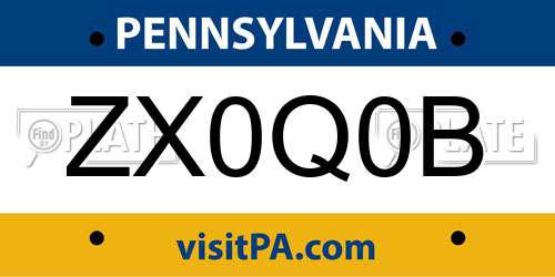 ZX0Q0B Pennsylvania License Plate