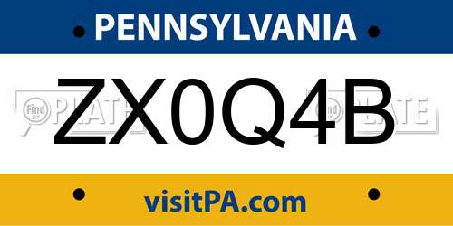 ZX0Q4B Pennsylvania License Plate