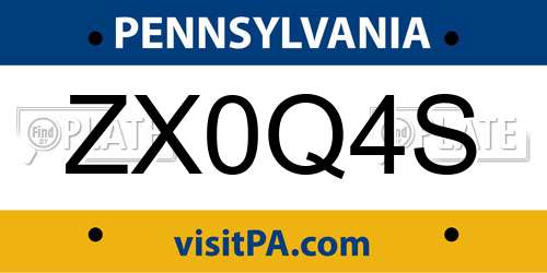 ZX0Q4S Pennsylvania License Plate