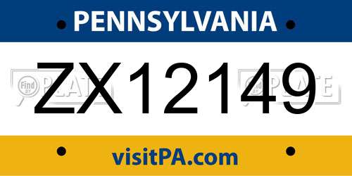 ZX12149 Pennsylvania License Plate