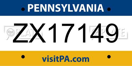 ZX17149 Pennsylvania License Plate