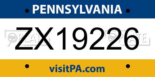ZX19226 Pennsylvania License Plate