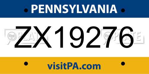 ZX19276 Pennsylvania License Plate