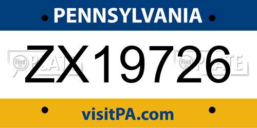 ZX19726 Pennsylvania License Plate