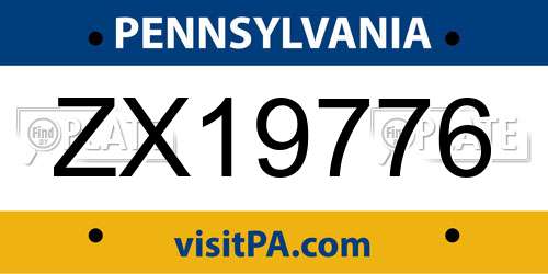 ZX19776 Pennsylvania License Plate