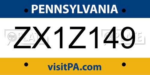 ZX1Z149 Pennsylvania License Plate
