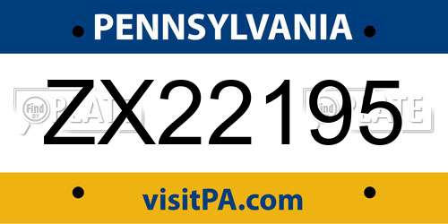 ZX22195 Pennsylvania License Plate