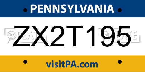 ZX2T195 Pennsylvania License Plate