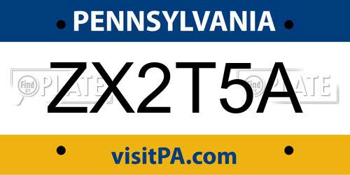 ZX2T5A Pennsylvania License Plate