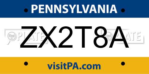 ZX2T8A Pennsylvania License Plate